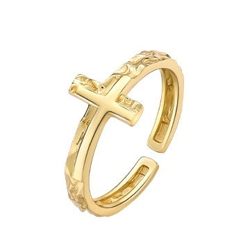 Bague Ouverte Argent Croix Minimaliste