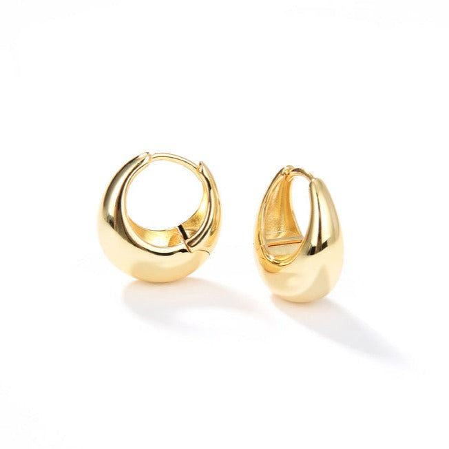 Boucles d'oreilles créoles minimalistes de forme ovale épaisse